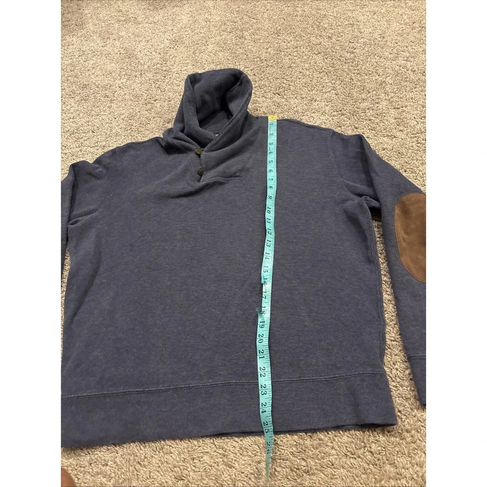 Polo Ralph Lauren Mens M Sweater Blue Logo Long Sleeve Shawl Collar Green Pony